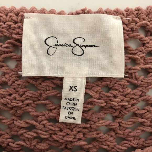Jessica Simpson Boho Crochet Knit Sweater, Blush/Nutmeg, Woman’s X-Small - Picture 3 of 12